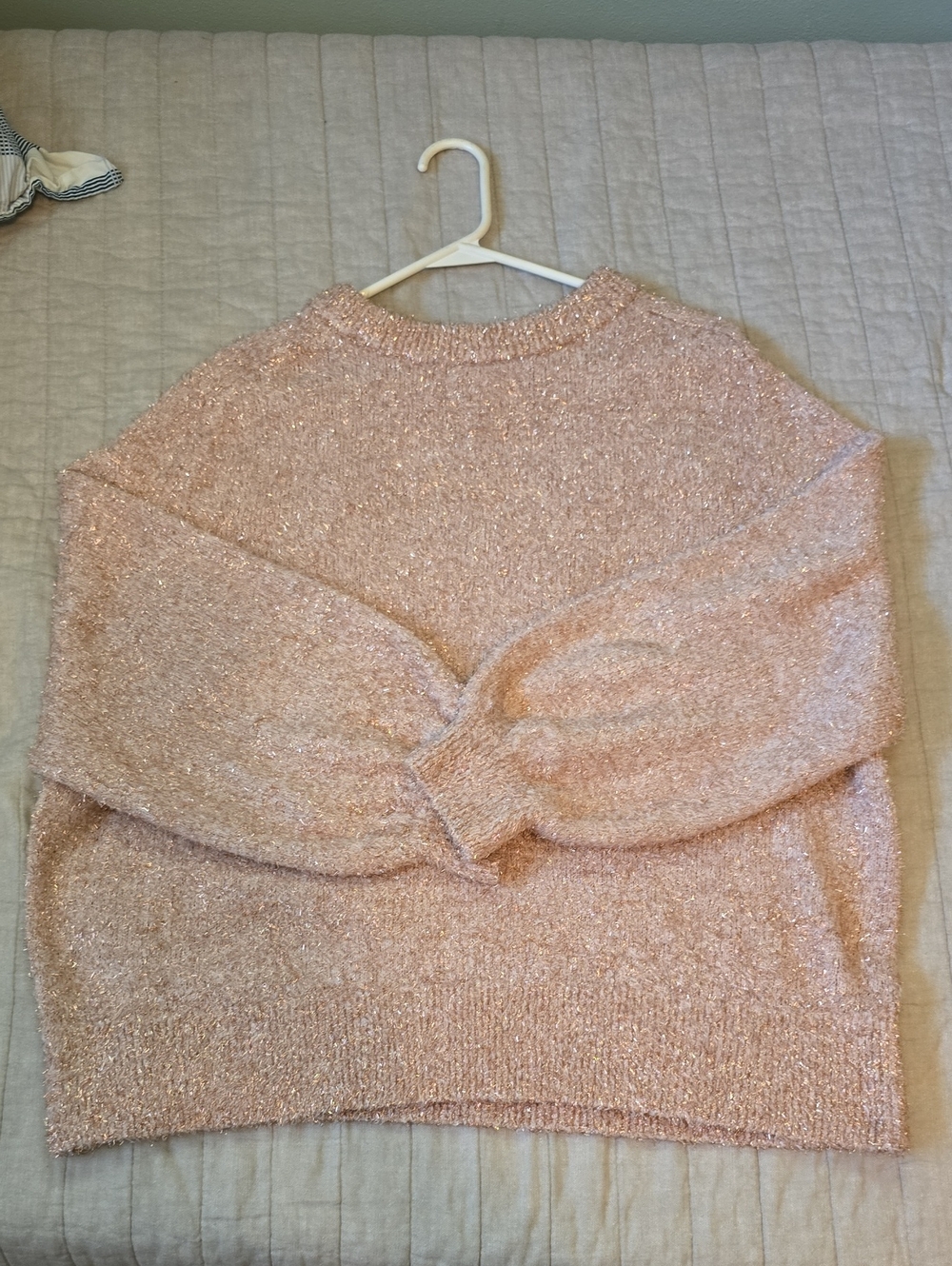 LOFT Blush Sparkle Crewneck Sweater